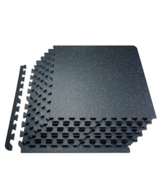 SEVORLEY Interlocking Gym Floor Tiles, 6-Piece Rubber-Top Puzzle Mats, 24 Sq Ft