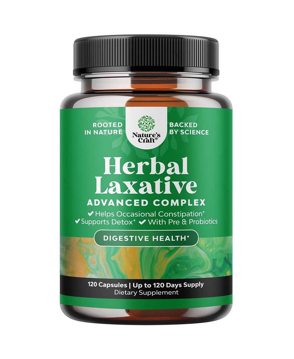 Капсулы Nature's Craft Herbal Laxative с пробиотиками, Senna Leaf, Psyllium Husk и Cascara Sagrada, для женщин и мужчин, 120 шт