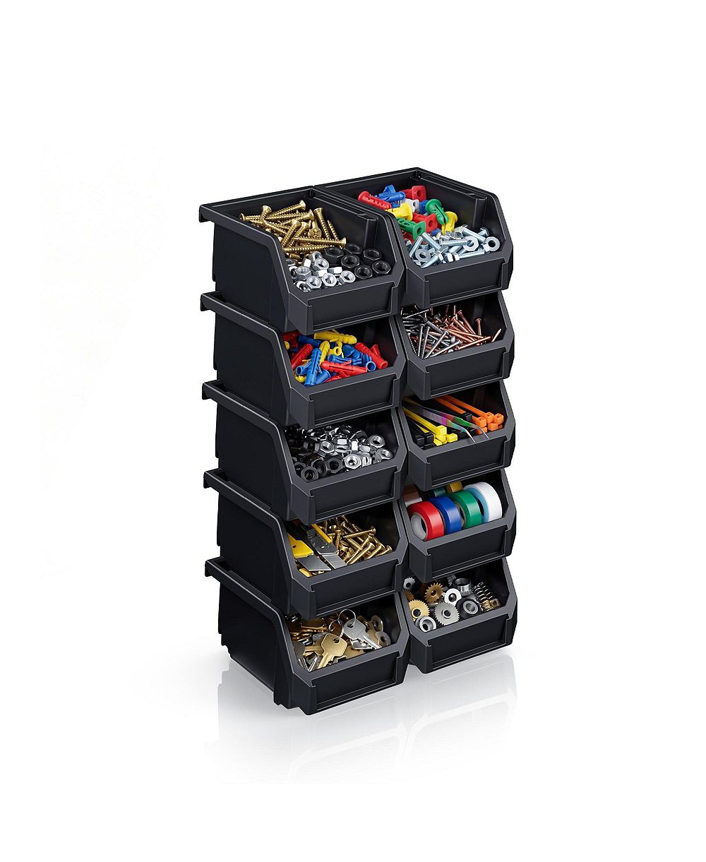 Sorbus Extra Small Open Front Stackable Garage Storage Bin – Heavy Duty Plastic Organizer Tote for Tools, Hardware and Shelving