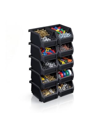 Sorbus Extra Small Open Front Stackable Garage Storage Bin – Heavy Duty Plastic Organizer Tote for Tools, Hardware and Shelving