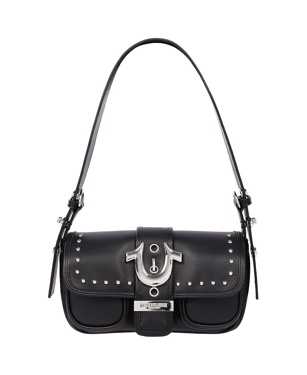 True Religion Women's Smooth Moto Studded Shoulder Bag