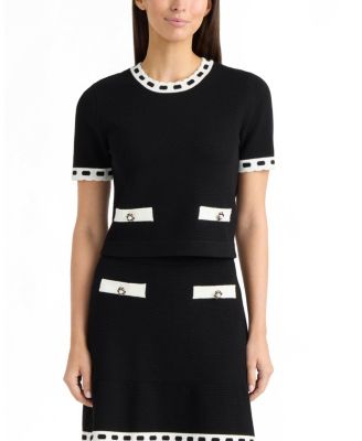 Ellen Tracy Women’s Short Sleeve Sweater with Contrast Trim