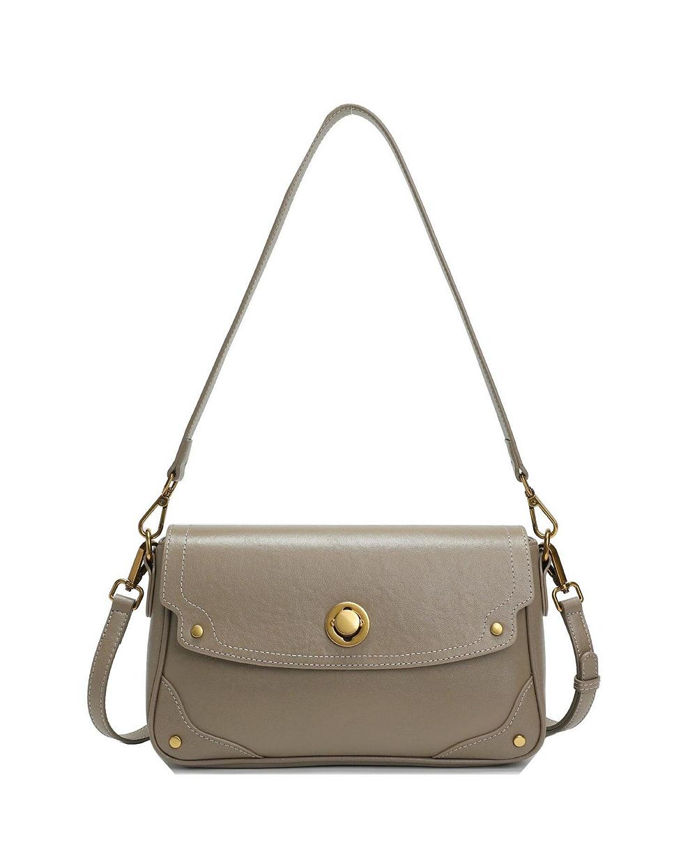 SUSU Women's Mila Leather Shoulder Bag Convertible Crossbody Purse with Gold Hardware