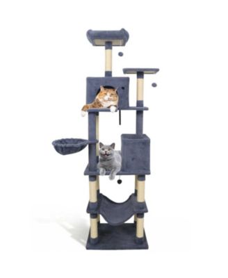 HONGGE 80 Inch Cat Tree with 2 Large Condos Hammock Basket and Sisal Scratching Posts