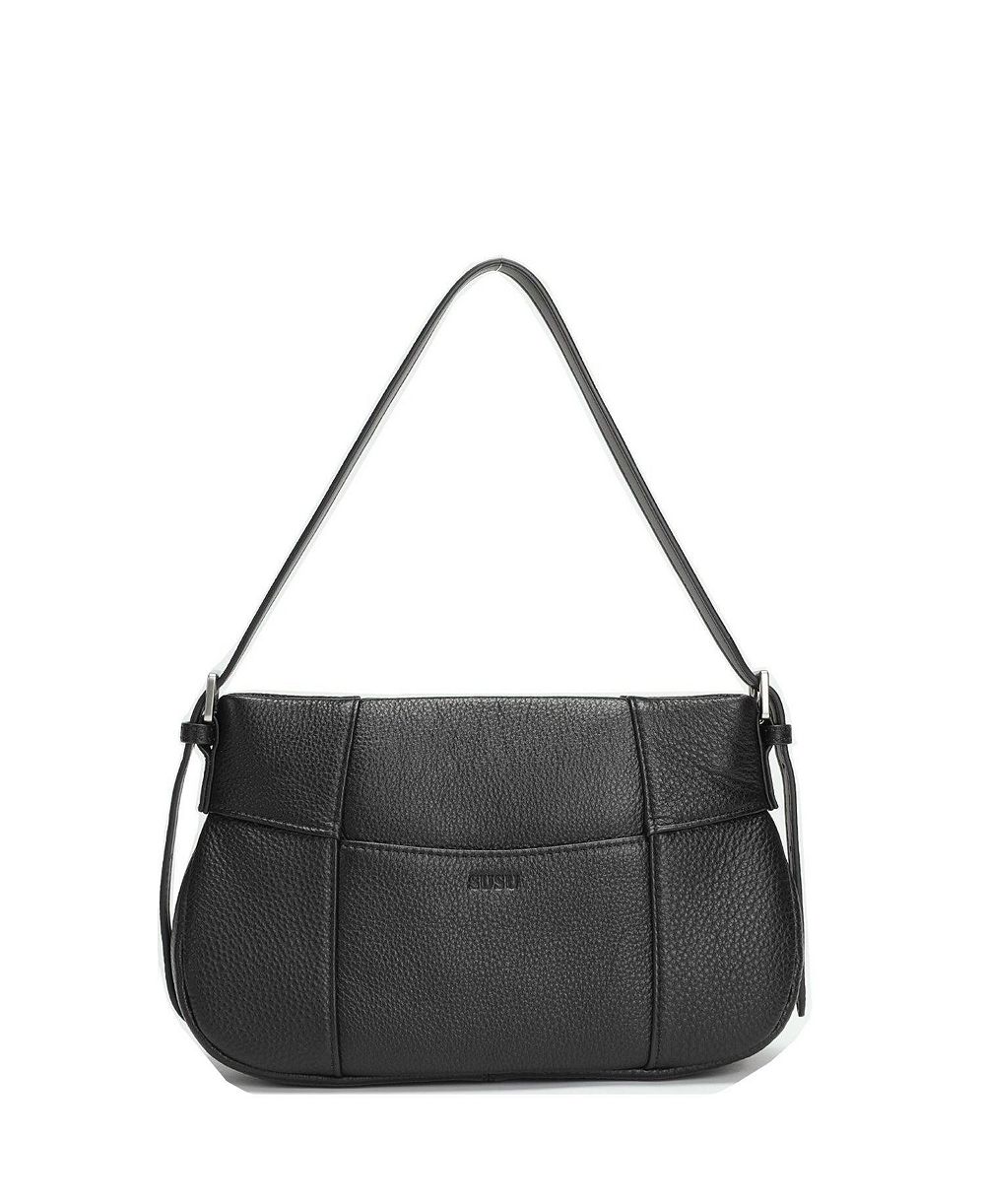 SUSU Women's Muse Pebble Leather Shoulder Bag Minimalist Slim East-West Convertible Crossbody Purse