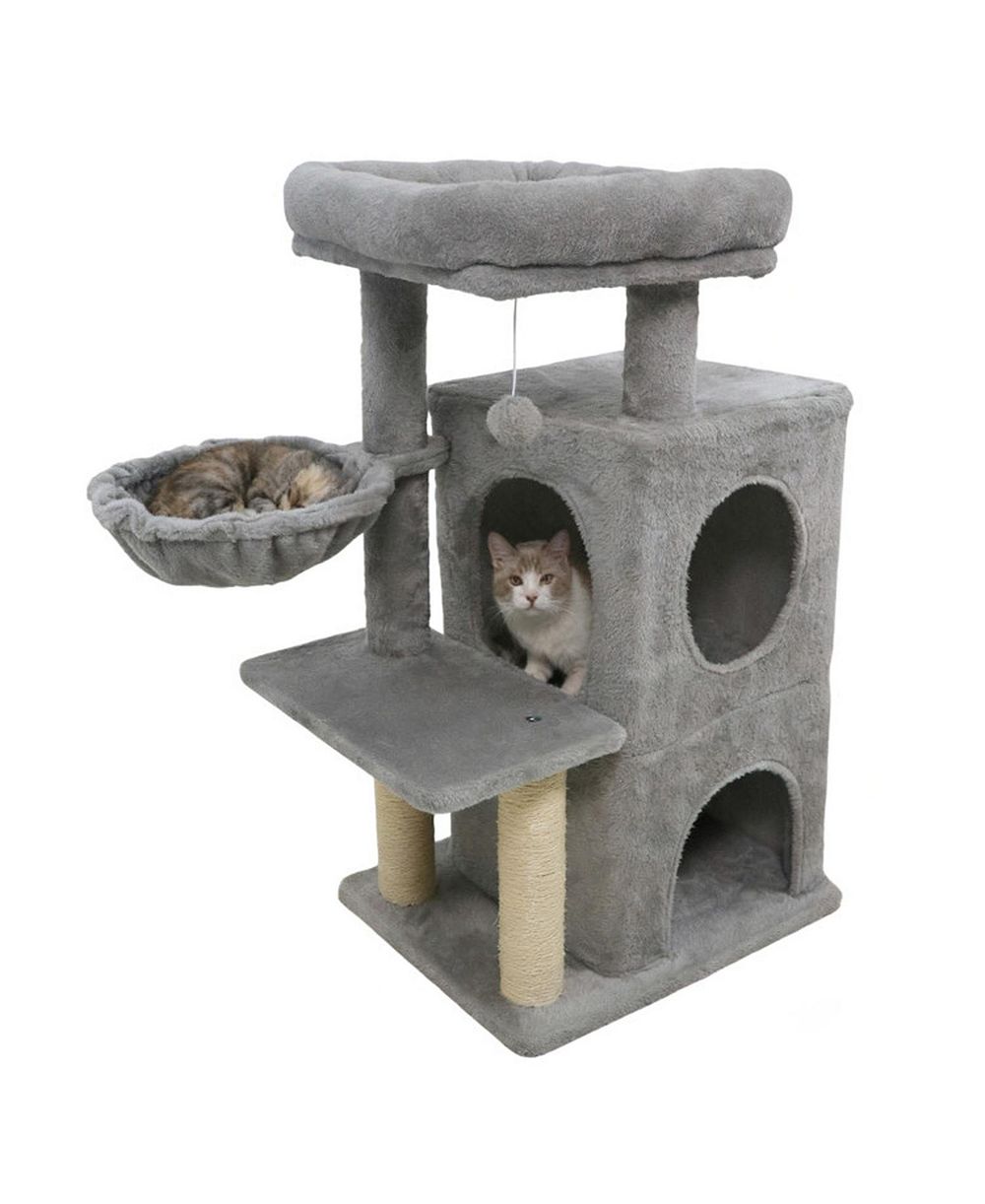 HONGGE 33 Inch Kitten Tower with 2-Tier Condo Padded Perch and Sisal Scratching Posts