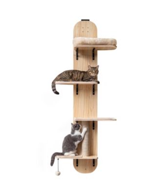 HONGGE Door-Hanging Cat Climber 4-Level Adjustable Height with Plush Bed and Jute Post