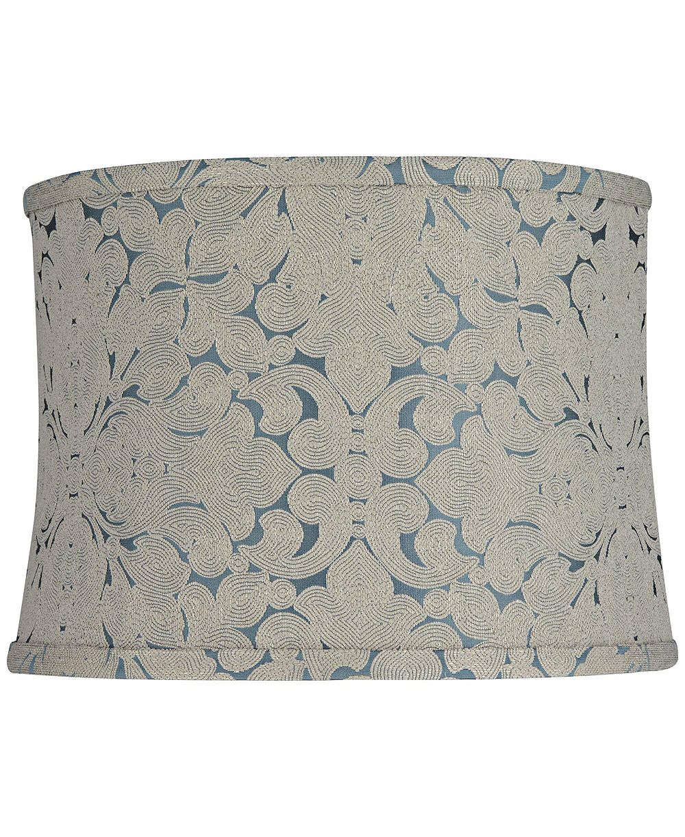 Springcrest 13" Top x 14" Bottom x 10" High x 10" Slant Print Lamp Shade Replacement Plaska Drum Softback Washer Harp Finial