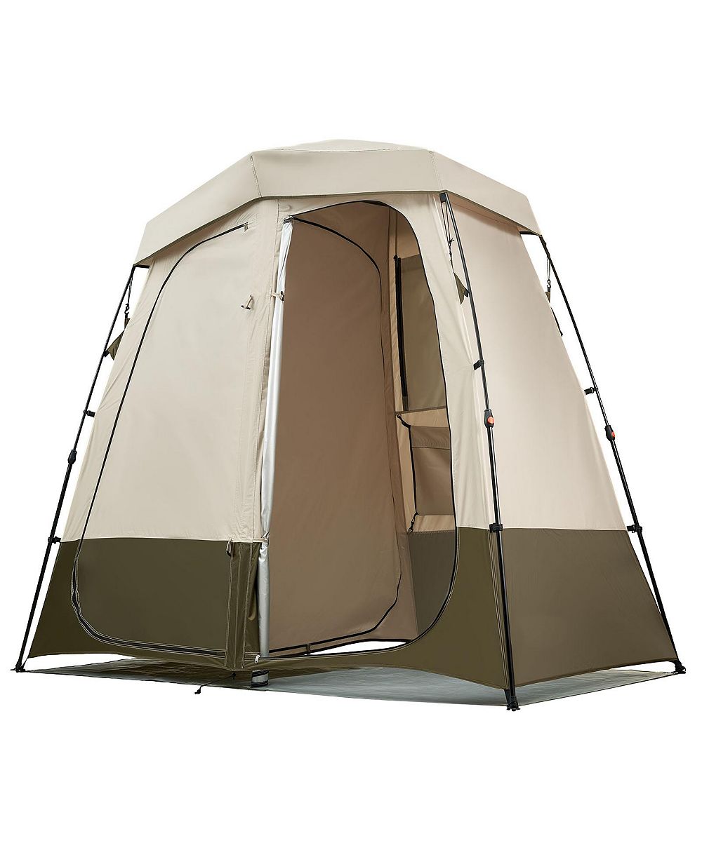 SEVORLEY 2-Room Camping Shower Tent, Foldable Privacy Changing Room with Carry Bag