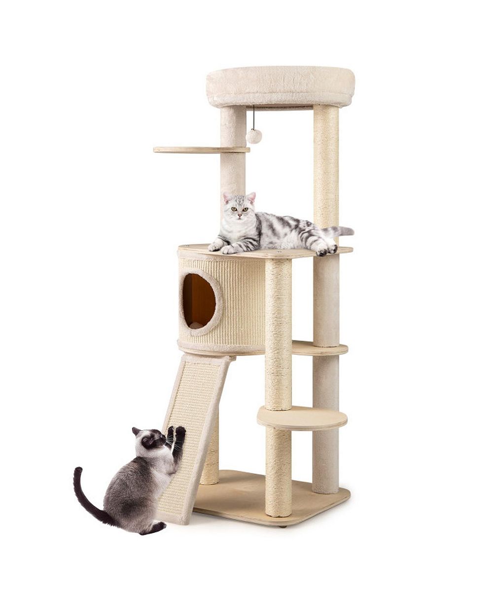 HONGGE 56 Inch Cat Tree with Padded Condo Cushioned Perch and Sisal Scratching Posts