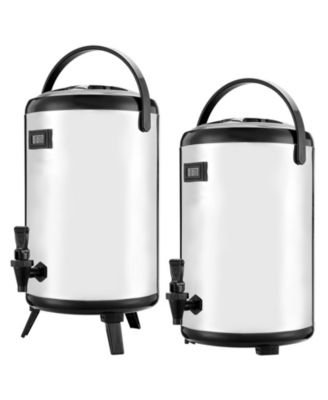 SEVORLEY Insulated Beverage Dispenser, 3.2 Gal Stainless Steel Drink Server with Spigot and Temp Display, 2 Pack