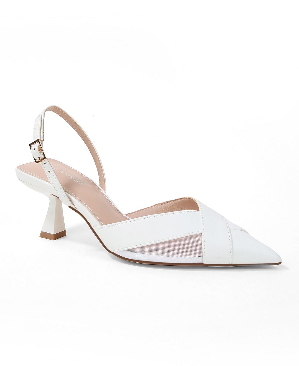 BERNESS Women's Hailee Mesh and Satin Special Occasion Slingback Pumps