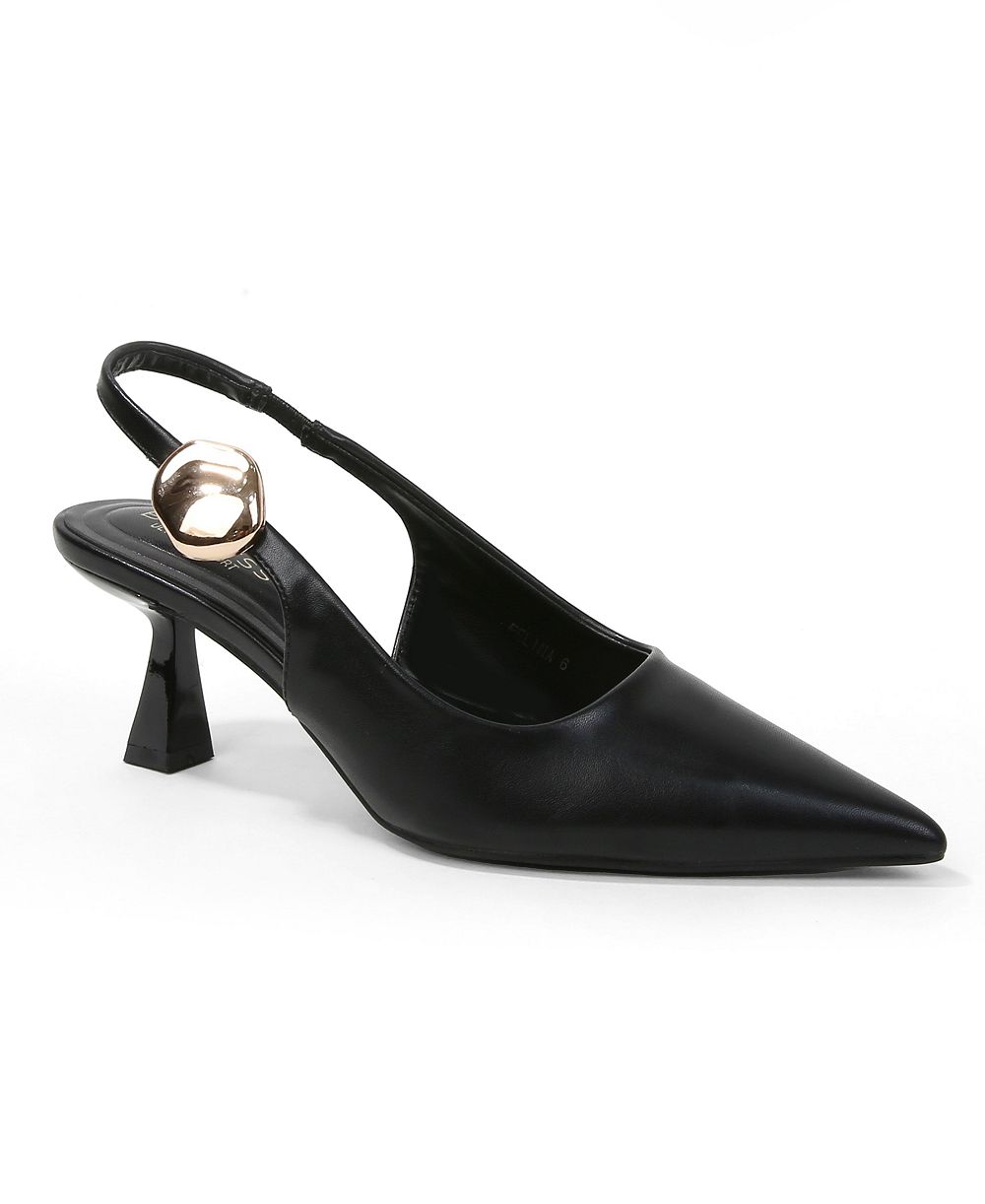 BERNESS Women's Felina Pointed Toe Slingback Pumps with Gold Ornament