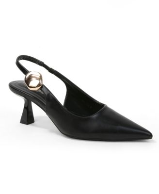BERNESS Women's Felina Pointed Toe Slingback Pumps with Gold Ornament