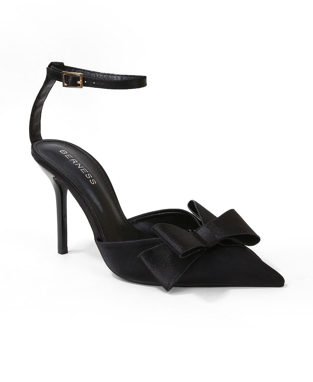 BERNESS Women's Tulip Satin D'Orsay Bow Pumps