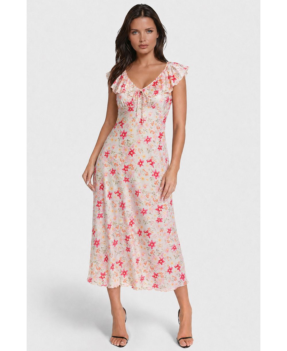Женское платье Bebe Floral-Print Ruffle Maxi