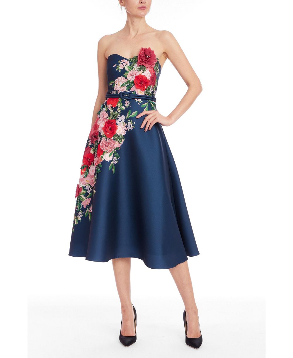 Badgley Mischka Женское миди платье с цветочным принтом