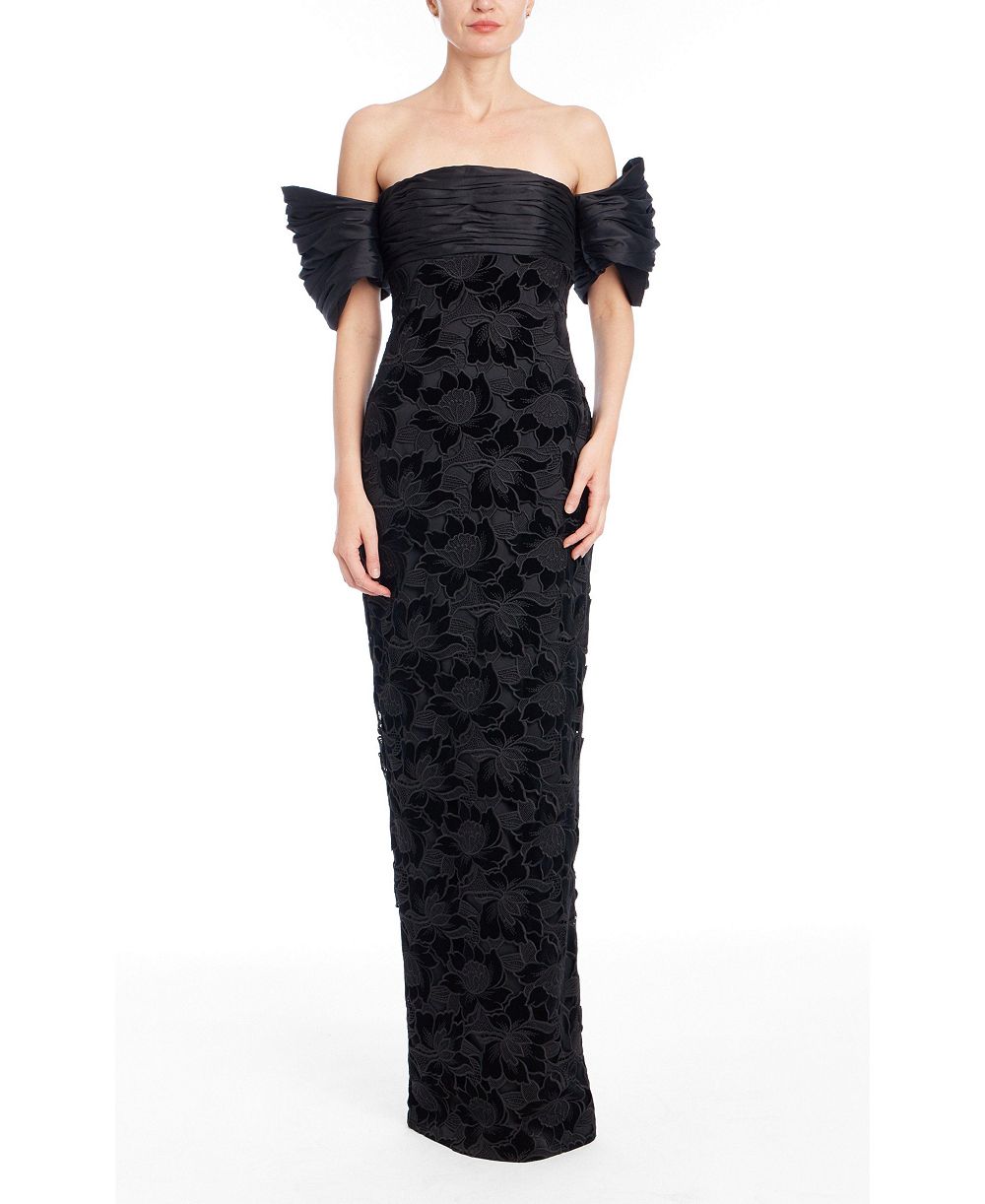 Женское вечернее платье Badgley Mischka с открытыми плечами и цветочным принтом