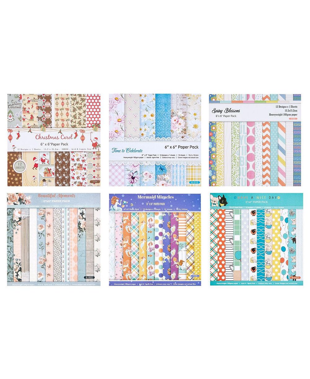 SEVORLEY Patterned Scrapbook Paper, 72 Sheets, 6 x 6 Inch for Card Making