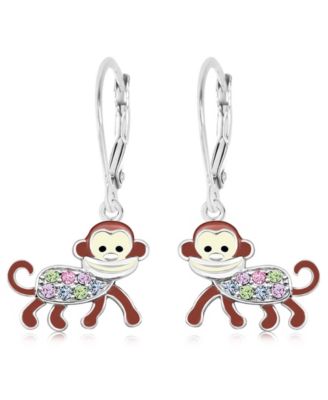 Chanteur Kids Monkey Hypoallergenic Earrings for Girls with Sterling Silver Leverbacks