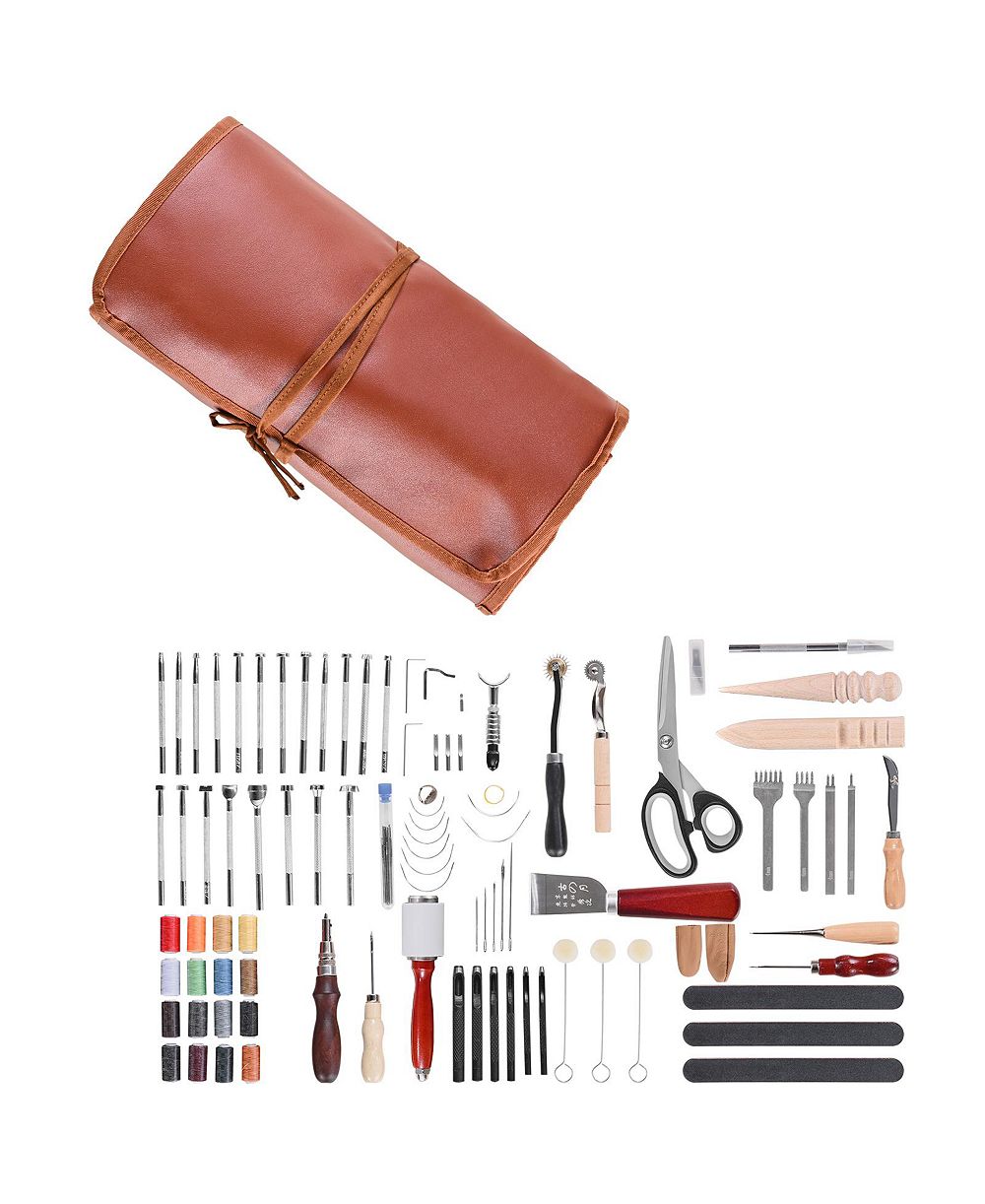 SEVORLEY Leather Working Tools Kit, 92-Piece Leather Craft Set with Storage Bag