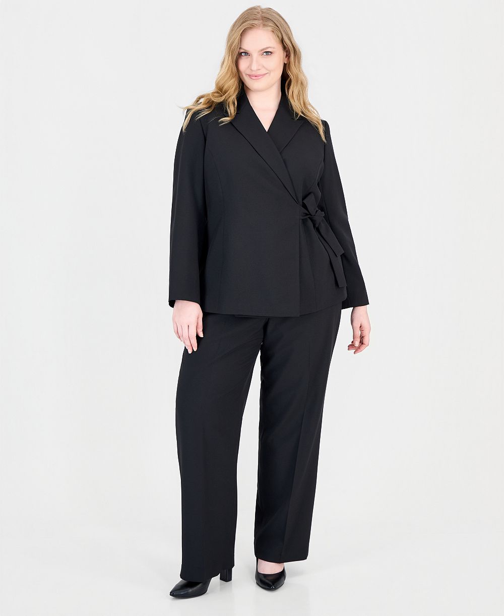 Le Suit Plus Size Peak Lapel Classic-Fit Wide-Leg Jacket and Pants, 2-Piece Set