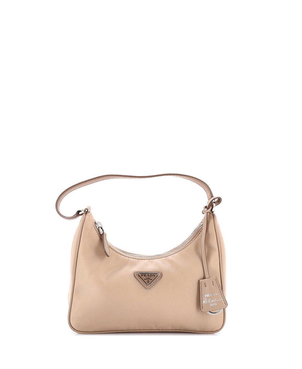 Сумка через плечо Pre-Owned Prada Mini Re-Edition 2005 Hobo Tessuto с кожей Saffiano
