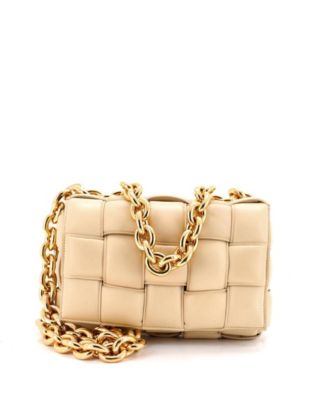 Pre-Owned Bottega Veneta Cassette Chain Crossbody Bag Padded Maxi Intrecciato Leather