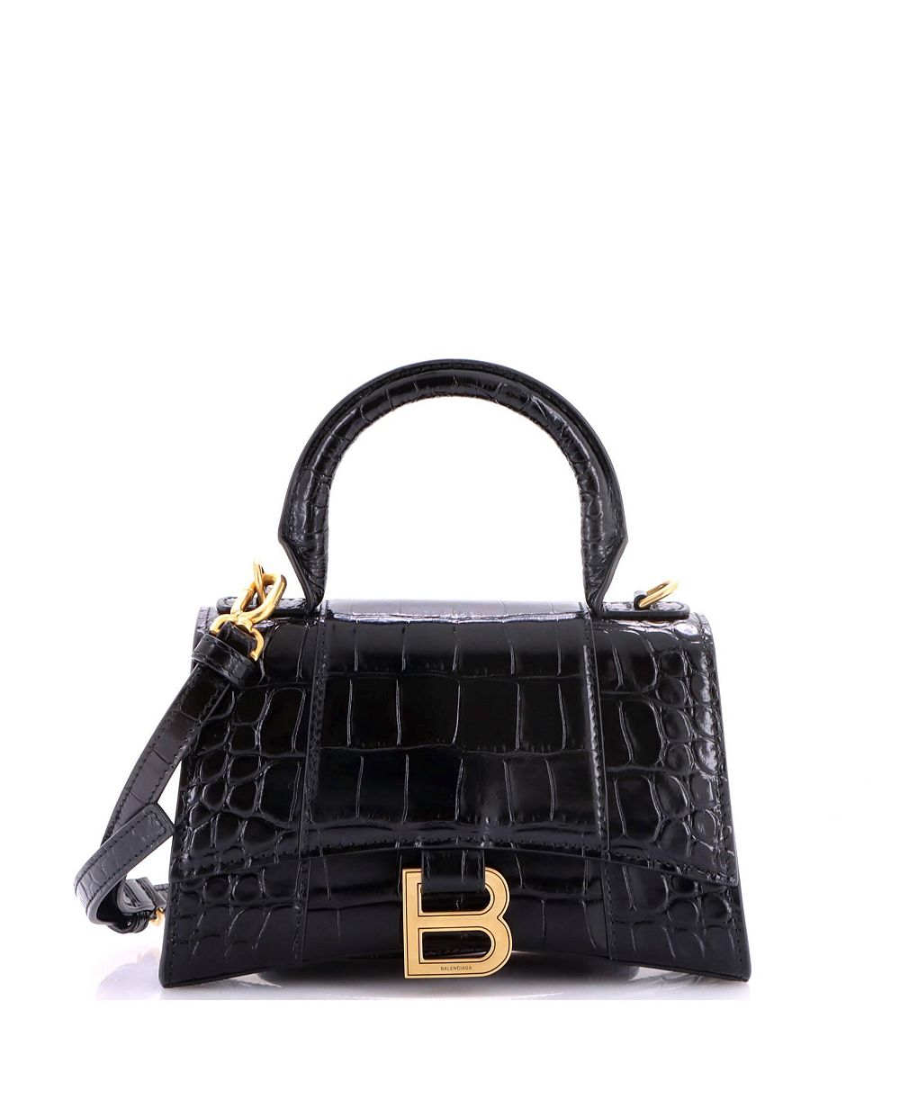 Б/у сумка Balenciaga XS Hourglass Top Handle Embossed Leather