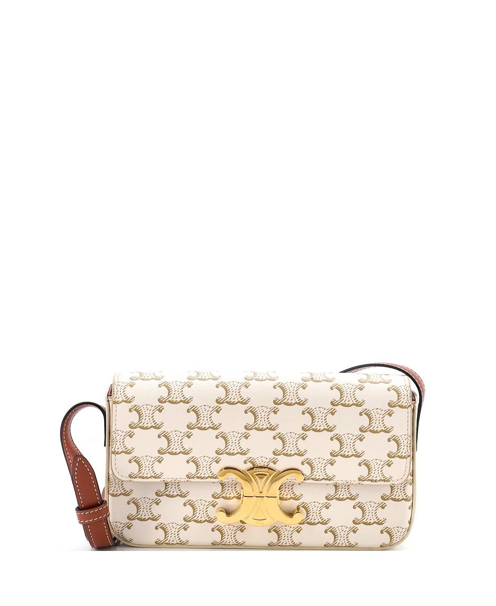 Pre-Owned Celine Triomphe East-West Shoulder Bag Triomphe Coated Canvas