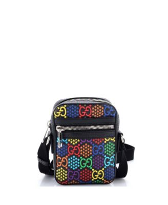 Pre-Owned Gucci Mini Front Zip Messenger Bag Psychedelic Print GG Coated Canvas