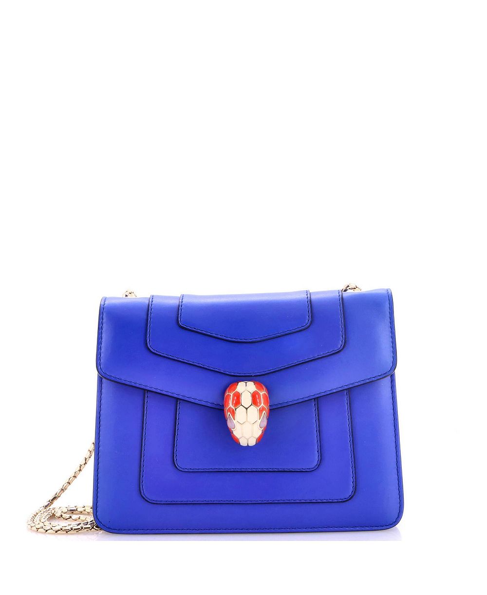Кожаная плечевая сумка Bvlgari Small Serpenti Forever Square (б/у)