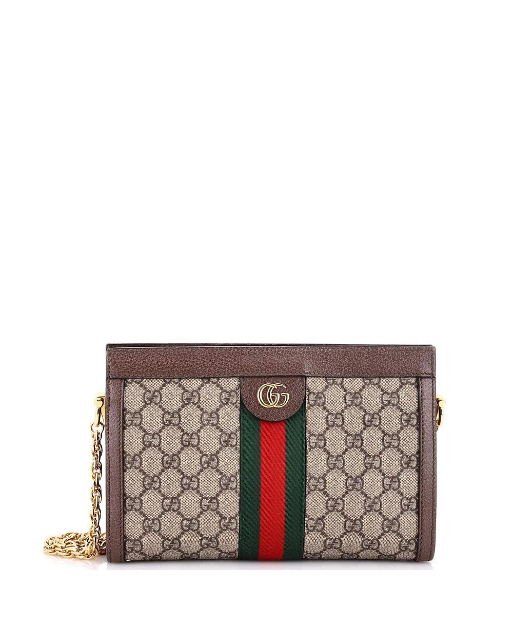 Pre-Owned Gucci Small Ophidia Chain Shoulder Bag GG Coated Canvas