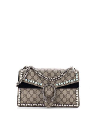 Pre-Owned Gucci Dionysus сумка среднего размера, с отделкой кристаллами, GG Coated Canvas