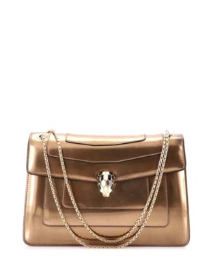 Б/у женская средняя сумка через плечо Bvlgari Medium Serpenti Forever из лакированной кожи