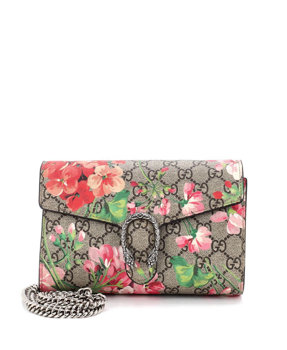 Pre-Owned Gucci кошелек Dionysus с цепочкой, принт Blooms, GG Coated Canvas