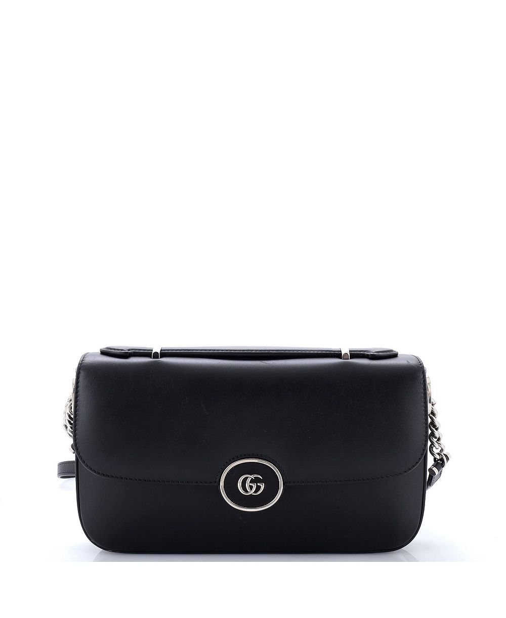 Pre-Owned Gucci Small Petite GG Flap Shoulder Bag Leather