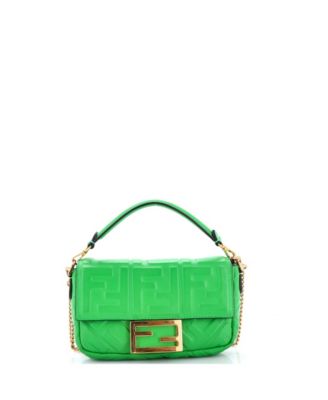 Pre-Owned Fendi Mini Baguette NM Bag Zucca кожаная сумка