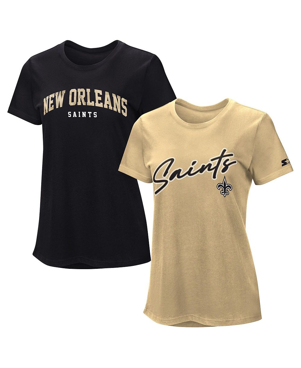 Женский комплект из 2-х футболок Starter Black/Vegas Gold New Orleans Saints