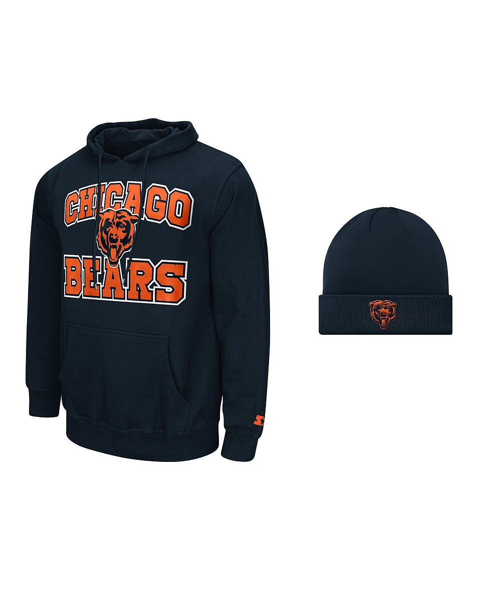 Мужской набор Starter Navy Chicago Bears Hoodie и вязаная шапка с манжетами