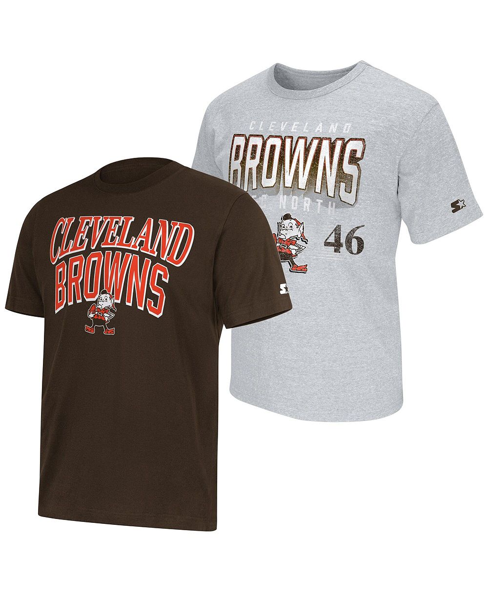 Мужской набор футболок Starter 2-Pack Brown/Gray Cleveland Browns Throwback Logo