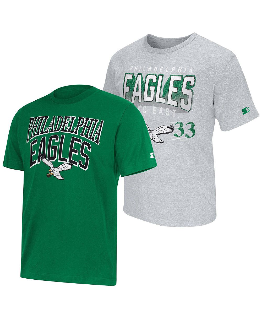 Starter Men's 2-Pack Kelly Green/Gray Philadelphia Eagles Throwback Logo T-Shirt Set
