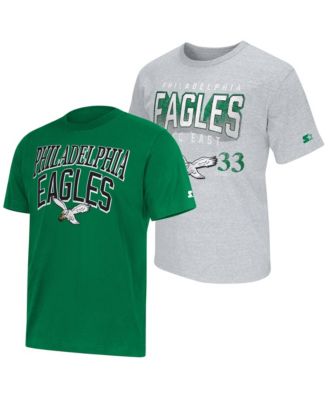 Мужской набор футболок Starter 2-Pack Kelly Green/Gray Philadelphia Eagles Throwback Logo