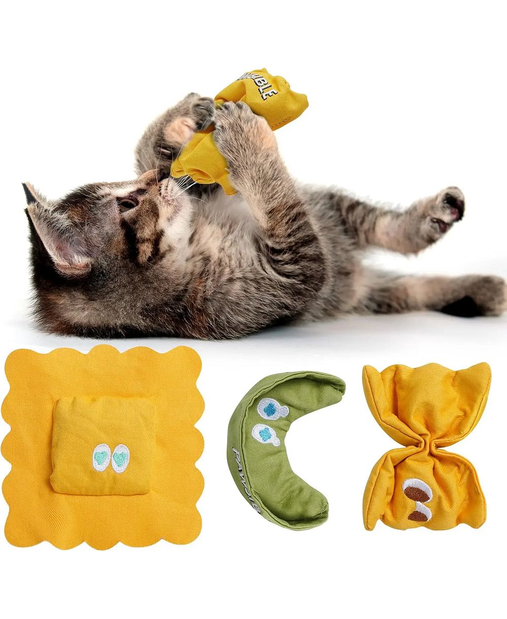 Набор игрушек для кошек Pawsible 3 шт с премиальной кошачьей мятой, для стимуляции и прорезывания зубов