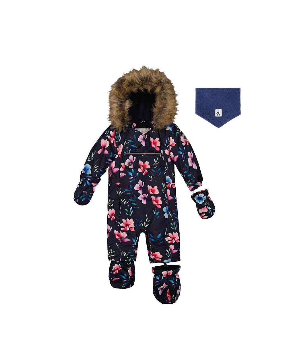 Детский комбинезон deux par deux baby girls one piece snowsuit, адаптированный для автокресел, с цветочным принтом