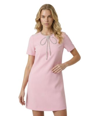 Modenaire Women's Rhinestone Bow Shift Mini Dress