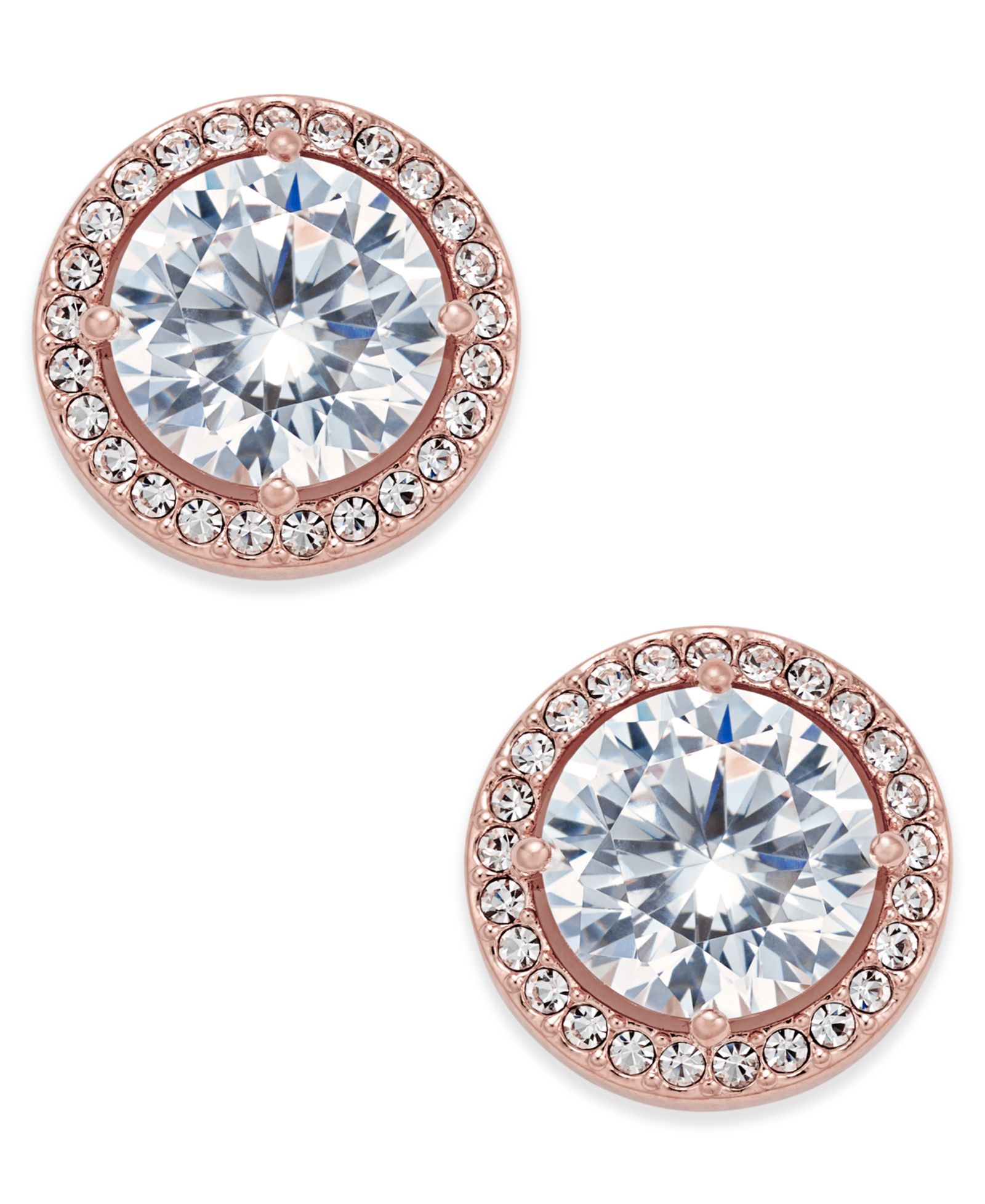 Серьги-гвоздики Eliot Danori Rose Gold-Tone Crystal and Pavé Round
