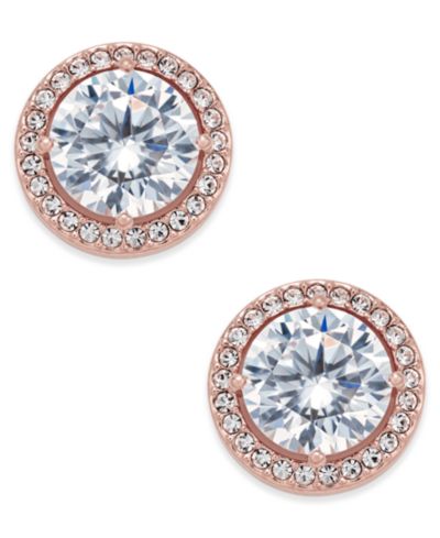Серьги-гвоздики Eliot Danori Rose Gold-Tone Crystal and Pavé Round