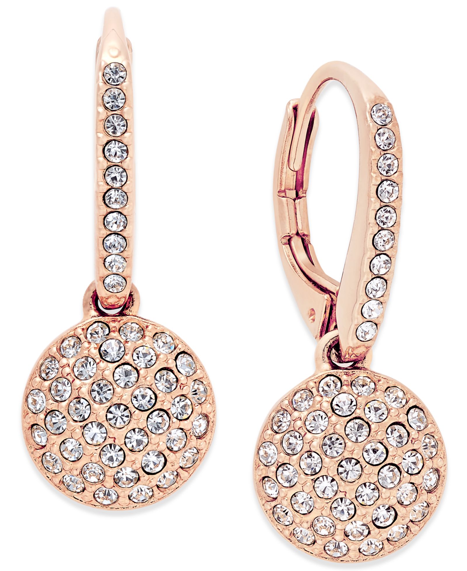 Eliot Danori Rose Gold-Tone Pavé Disc Drop Earrings, Created for Macy's