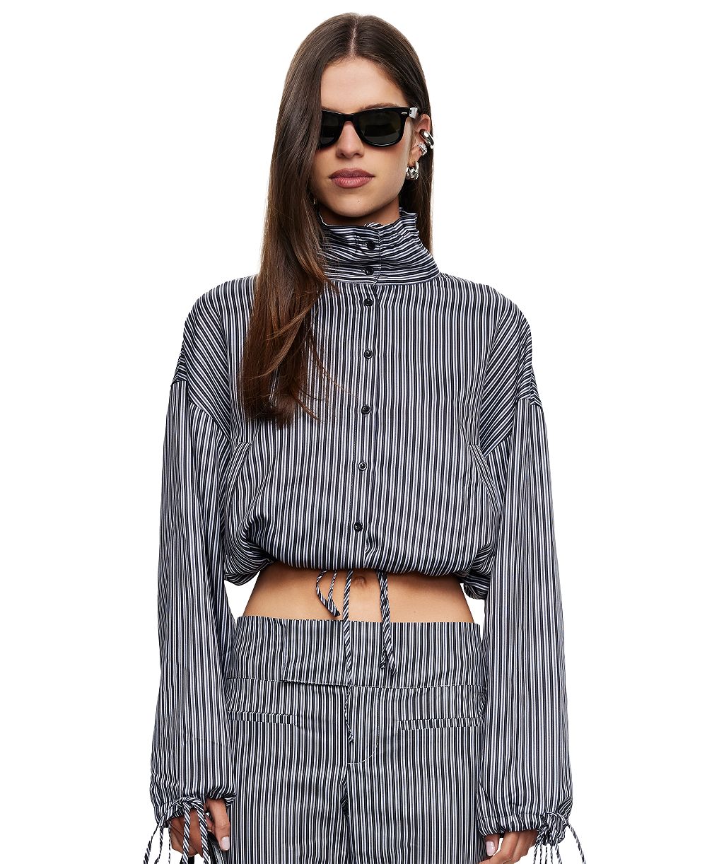 Lioness Women's Striped Totti Cropped Turtleneck Windbreaker